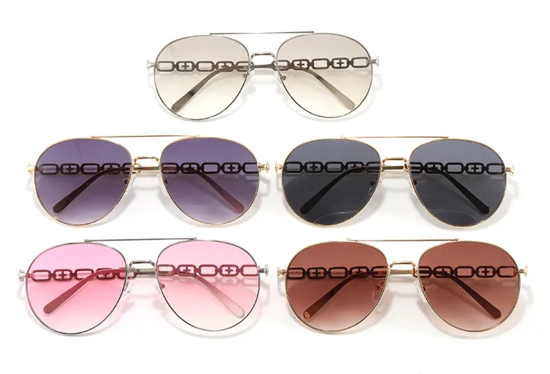 Frog-Shaped Aviator Sunglasses For Women Chain Glasses Fashion Travel UV Protection Resin Lens Brown Gold Frame Ins Style display picture 4