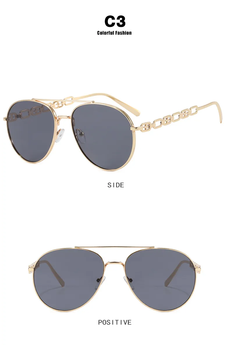 Frog-Shaped Aviator Sunglasses For Women Chain Glasses Fashion Travel UV Protection Resin Lens Brown Gold Frame Ins Style display picture 10