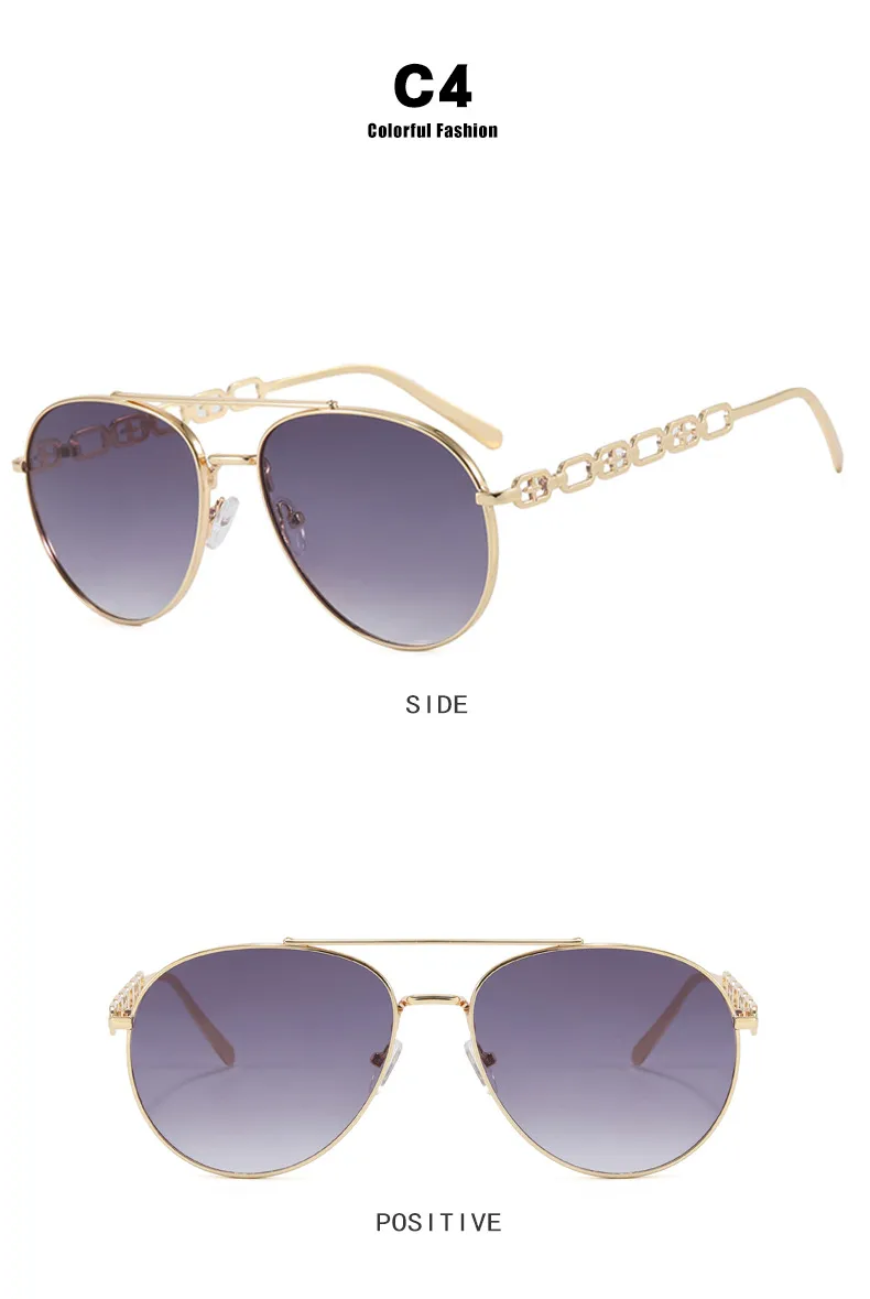Frog-Shaped Aviator Sunglasses For Women Chain Glasses Fashion Travel UV Protection Resin Lens Brown Gold Frame Ins Style display picture 11