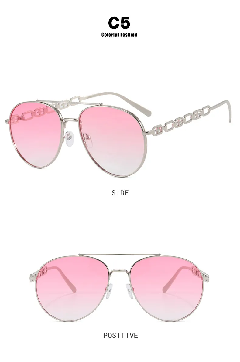 Frog-Shaped Aviator Sunglasses For Women Chain Glasses Fashion Travel UV Protection Resin Lens Brown Gold Frame Ins Style display picture 12