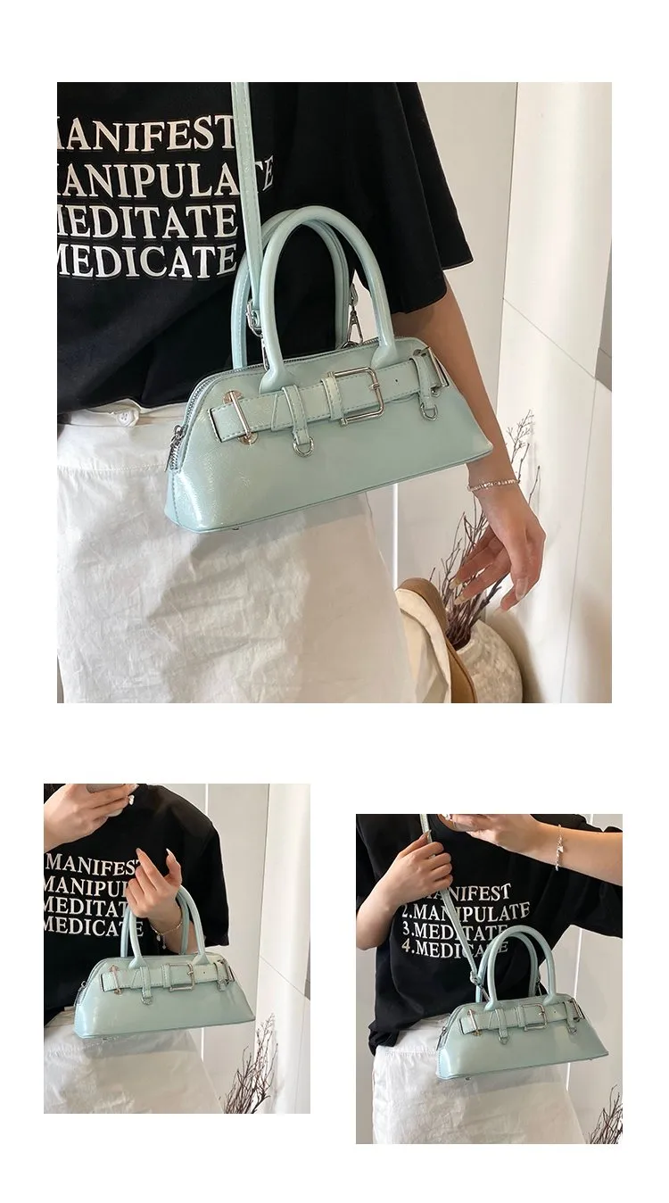 Women's Pu Leather Solid Color Streetwear Square Zipper Shoulder Bag display picture 2