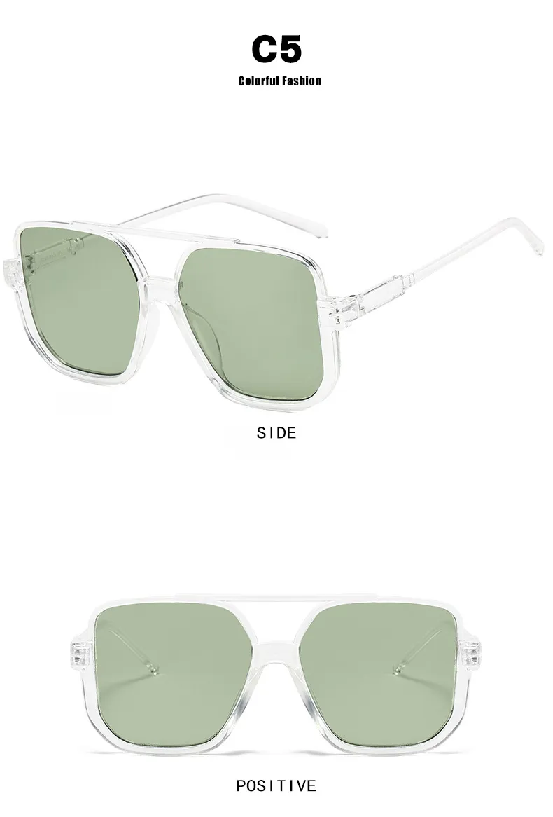 Square Half Frame Double Bridge Sunglasses Women Fashion Street Snap Black Full Frame Travel Sunscreen Personalized Hip Hop Street Style display picture 13