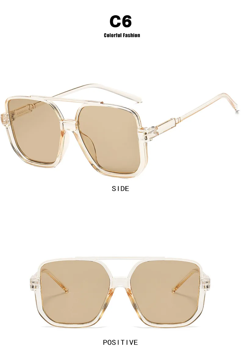 Square Half Frame Double Bridge Sunglasses Women Fashion Street Snap Black Full Frame Travel Sunscreen Personalized Hip Hop Street Style display picture 14