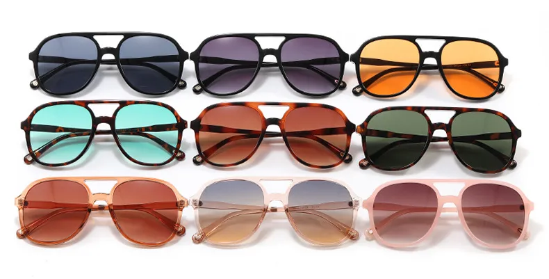 New Retro Driving Sunglasses Unisex  Style Ins Popular Double Bridge Frog Shape Sunglasses display picture 3