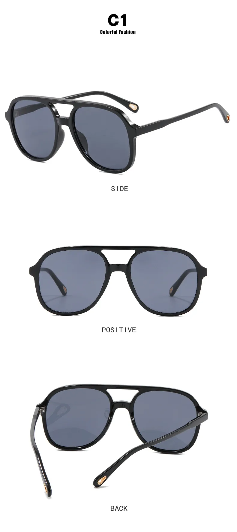 New Retro Driving Sunglasses Unisex  Style Ins Popular Double Bridge Frog Shape Sunglasses display picture 7