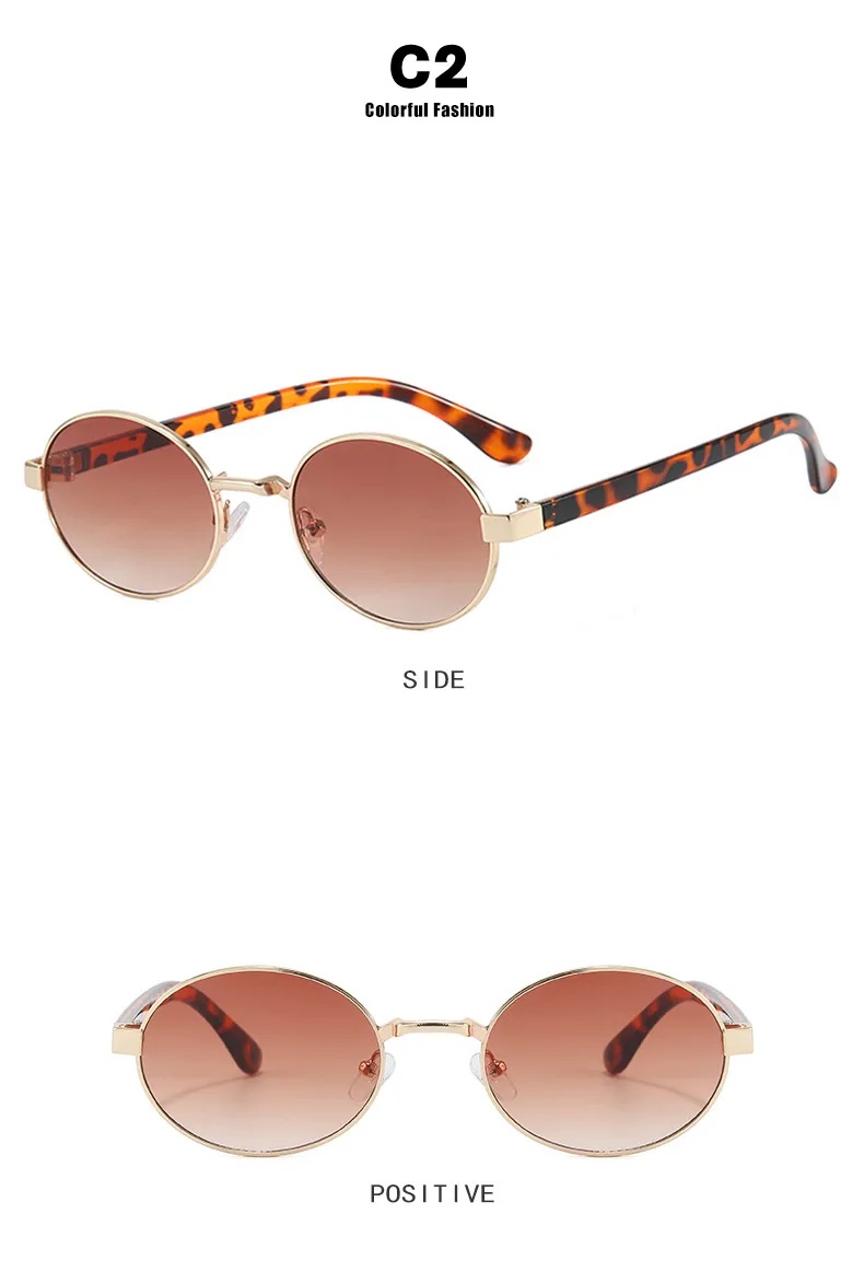 New Oval Sunglasses Women Fashion UV Protection Street Style Personality Concave Shape Travel Sunscreen Brown Gold display picture 9