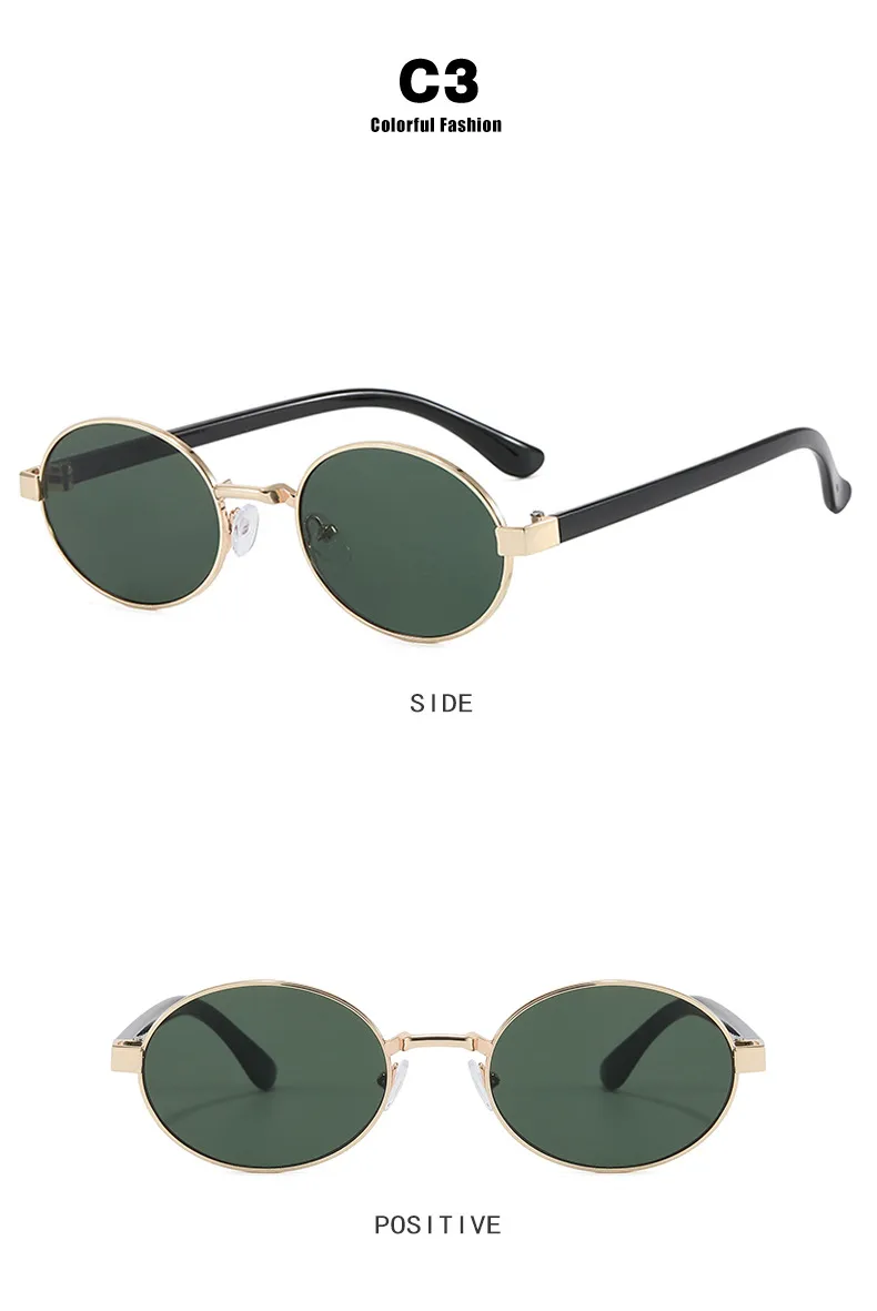 New Oval Sunglasses Women Fashion UV Protection Street Style Personality Concave Shape Travel Sunscreen Brown Gold display picture 10