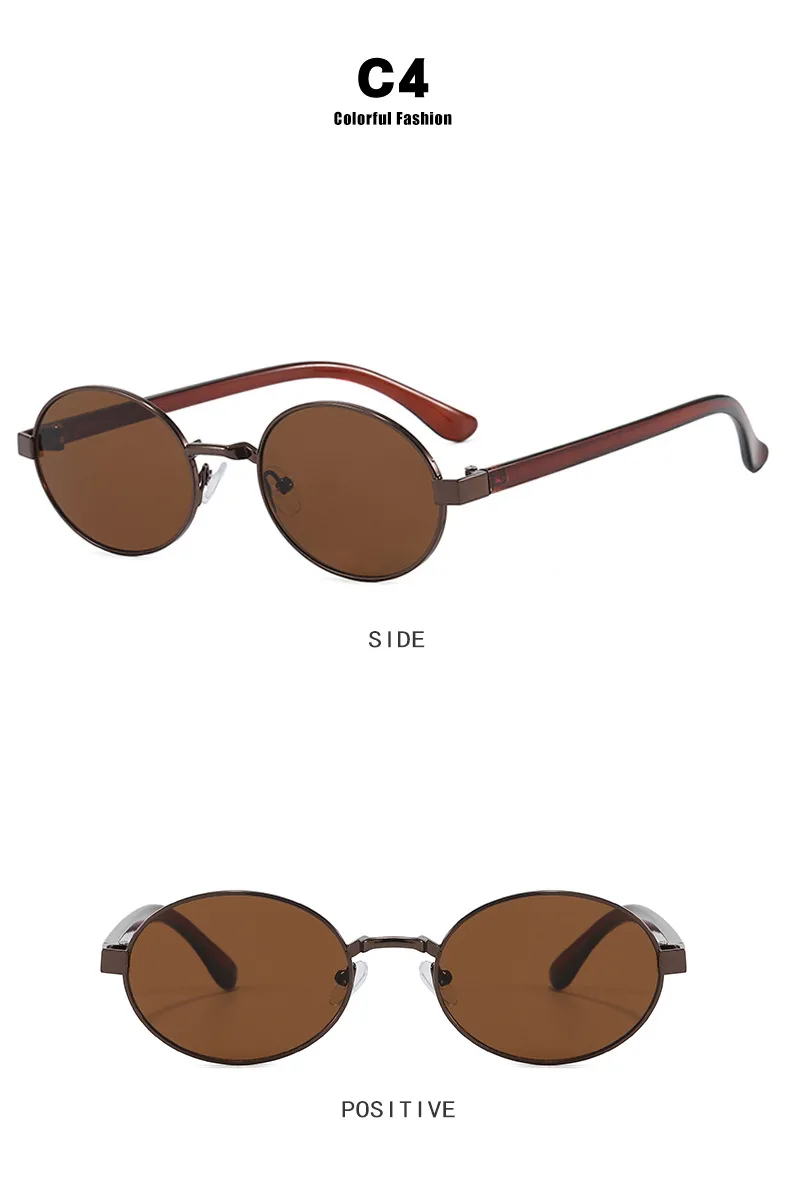 New Oval Sunglasses Women Fashion UV Protection Street Style Personality Concave Shape Travel Sunscreen Brown Gold display picture 11
