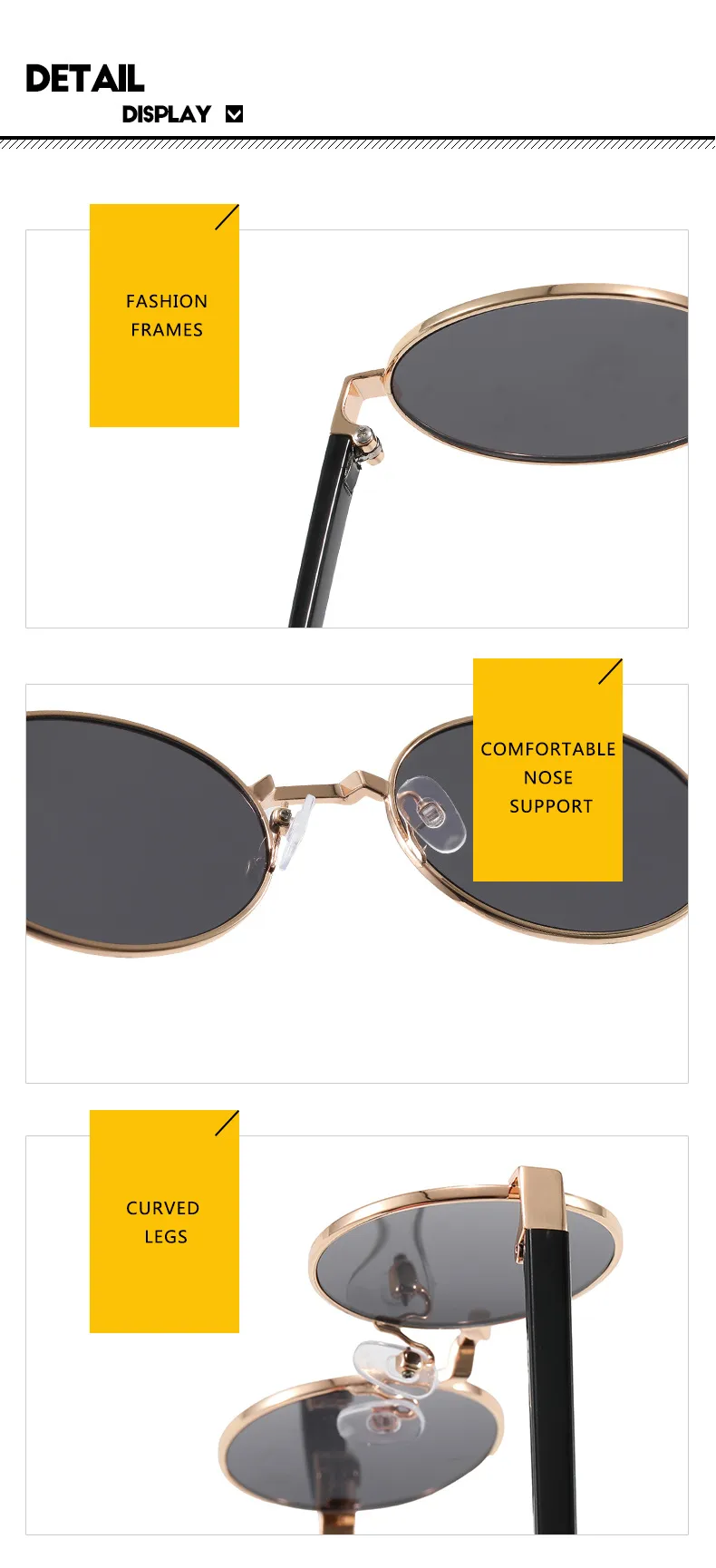 New Oval Sunglasses Women Fashion UV Protection Street Style Personality Concave Shape Travel Sunscreen Brown Gold display picture 16