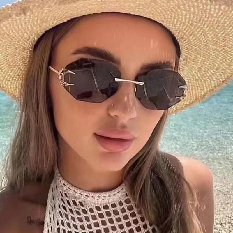 Devil's Claw Sunglasses Fashion Octagonal Frameless Sun-Resistant Sunglasses Fashion Eye Protection Ladies Travel And Streetwear display picture 1