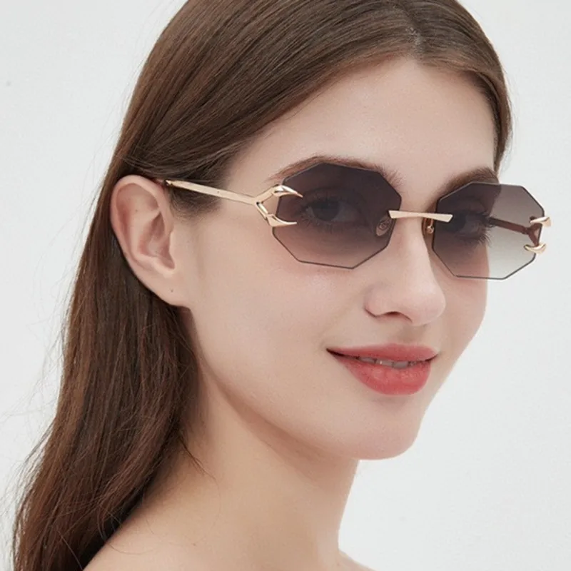 Devil's Claw Sunglasses Fashion Octagonal Frameless Sun-Resistant Sunglasses Fashion Eye Protection Ladies Travel And Streetwear display picture 4