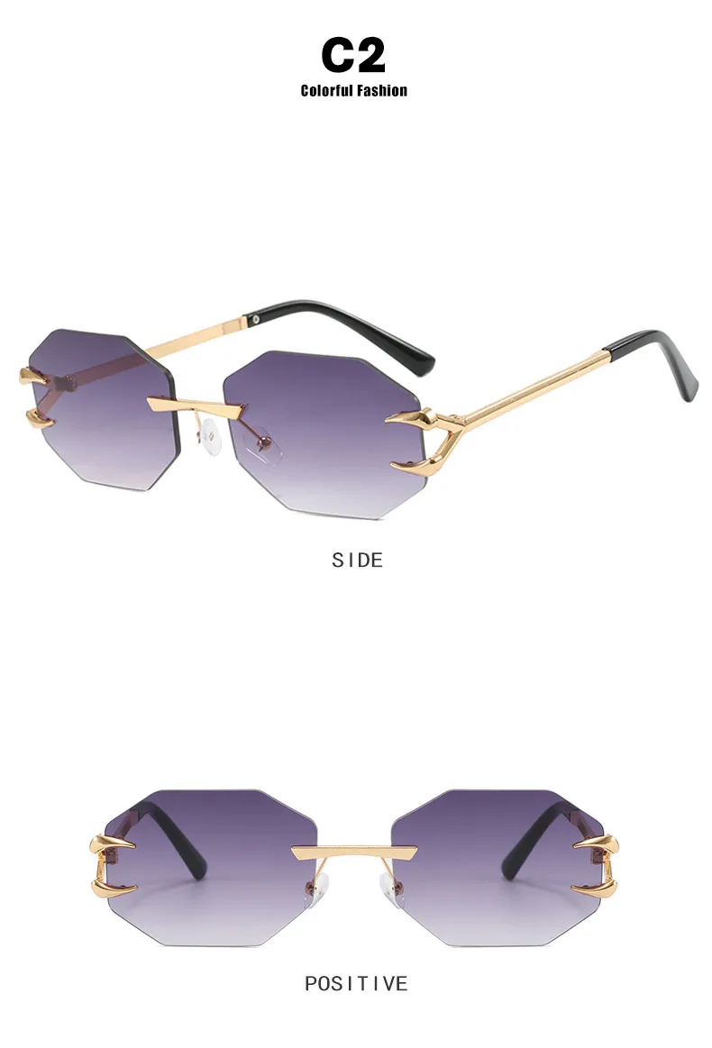 Devil's Claw Sunglasses Fashion Octagonal Frameless Sun-Resistant Sunglasses Fashion Eye Protection Ladies Travel And Streetwear display picture 10