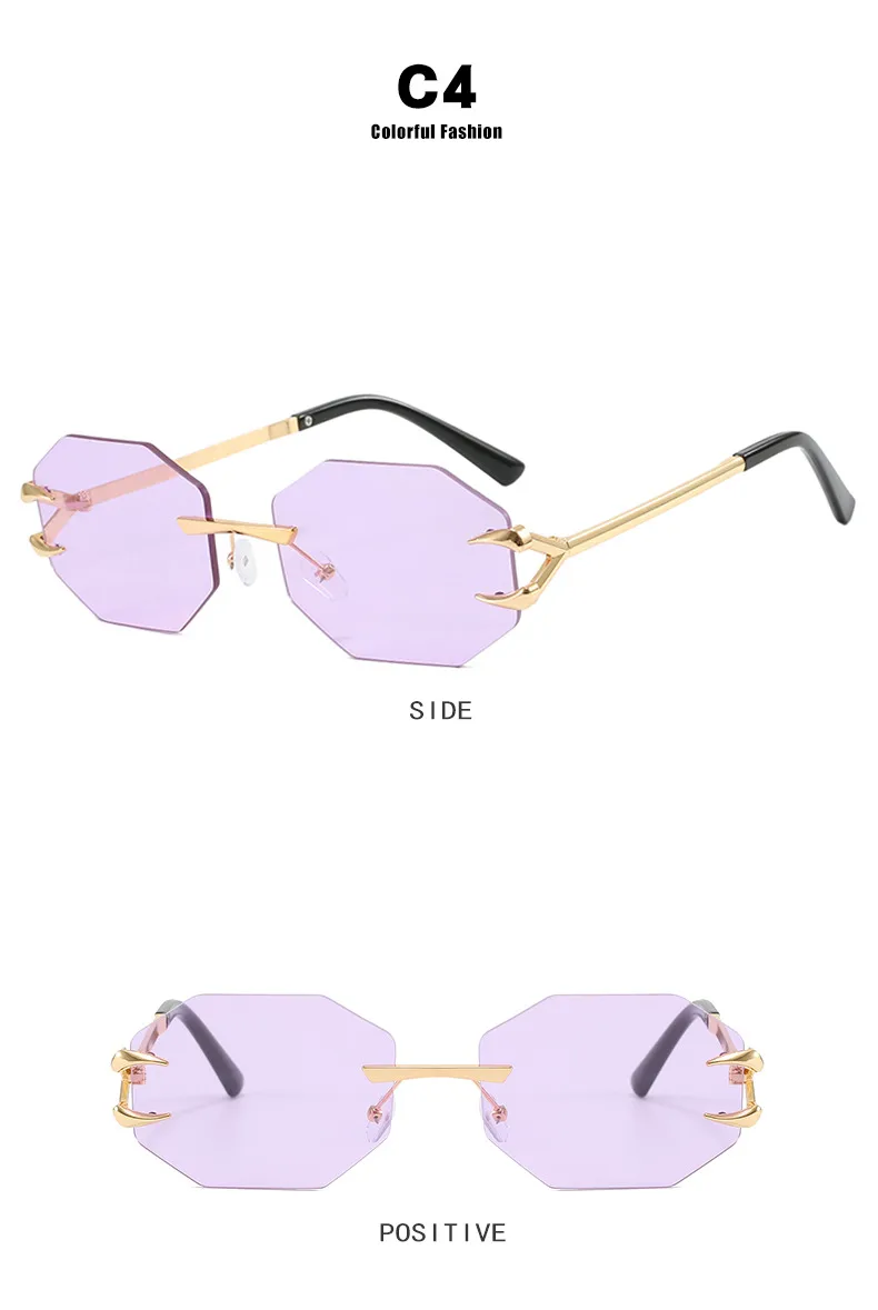 Devil's Claw Sunglasses Fashion Octagonal Frameless Sun-Resistant Sunglasses Fashion Eye Protection Ladies Travel And Streetwear display picture 12