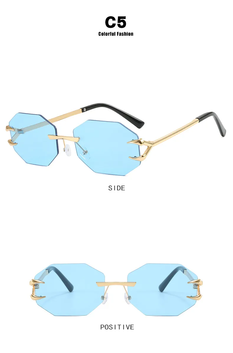 Devil's Claw Sunglasses Fashion Octagonal Frameless Sun-Resistant Sunglasses Fashion Eye Protection Ladies Travel And Streetwear display picture 13