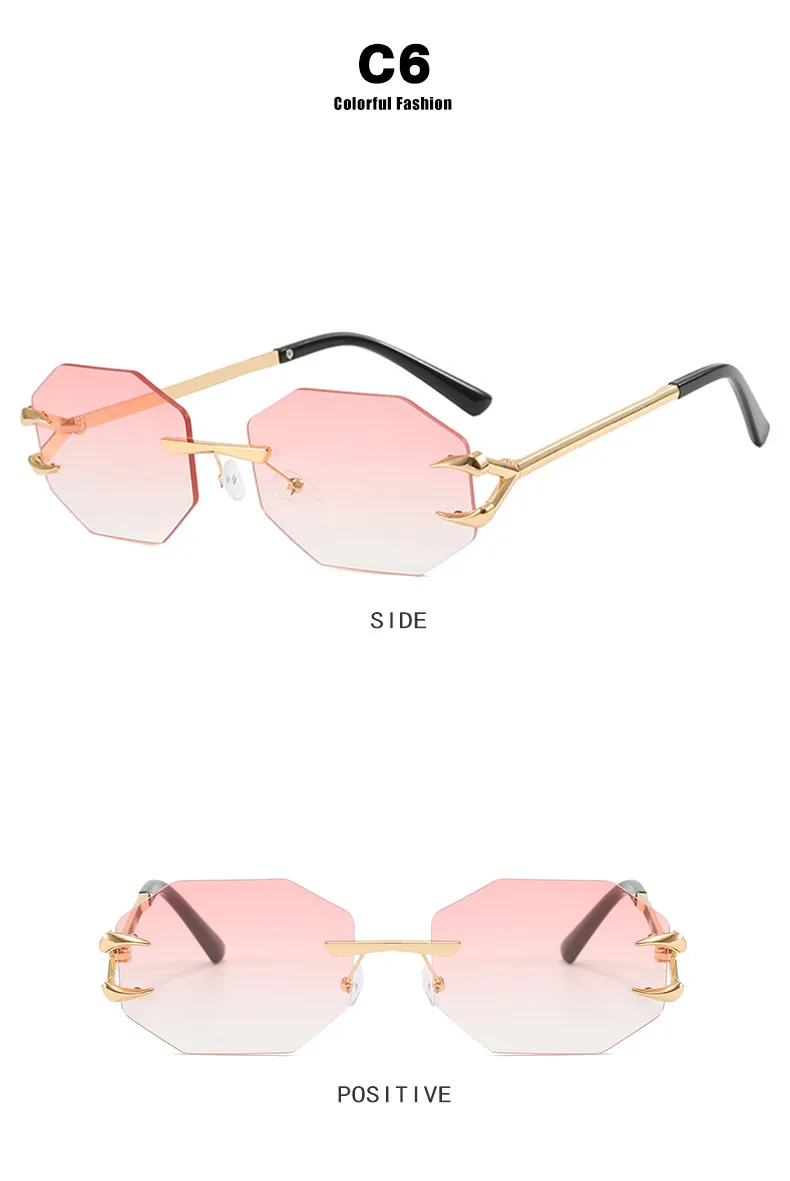 Devil's Claw Sunglasses Fashion Octagonal Frameless Sun-Resistant Sunglasses Fashion Eye Protection Ladies Travel And Streetwear display picture 14