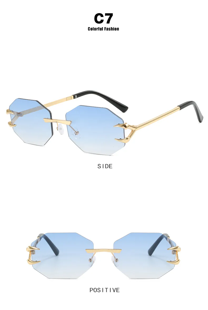 Devil's Claw Sunglasses Fashion Octagonal Frameless Sun-Resistant Sunglasses Fashion Eye Protection Ladies Travel And Streetwear display picture 15