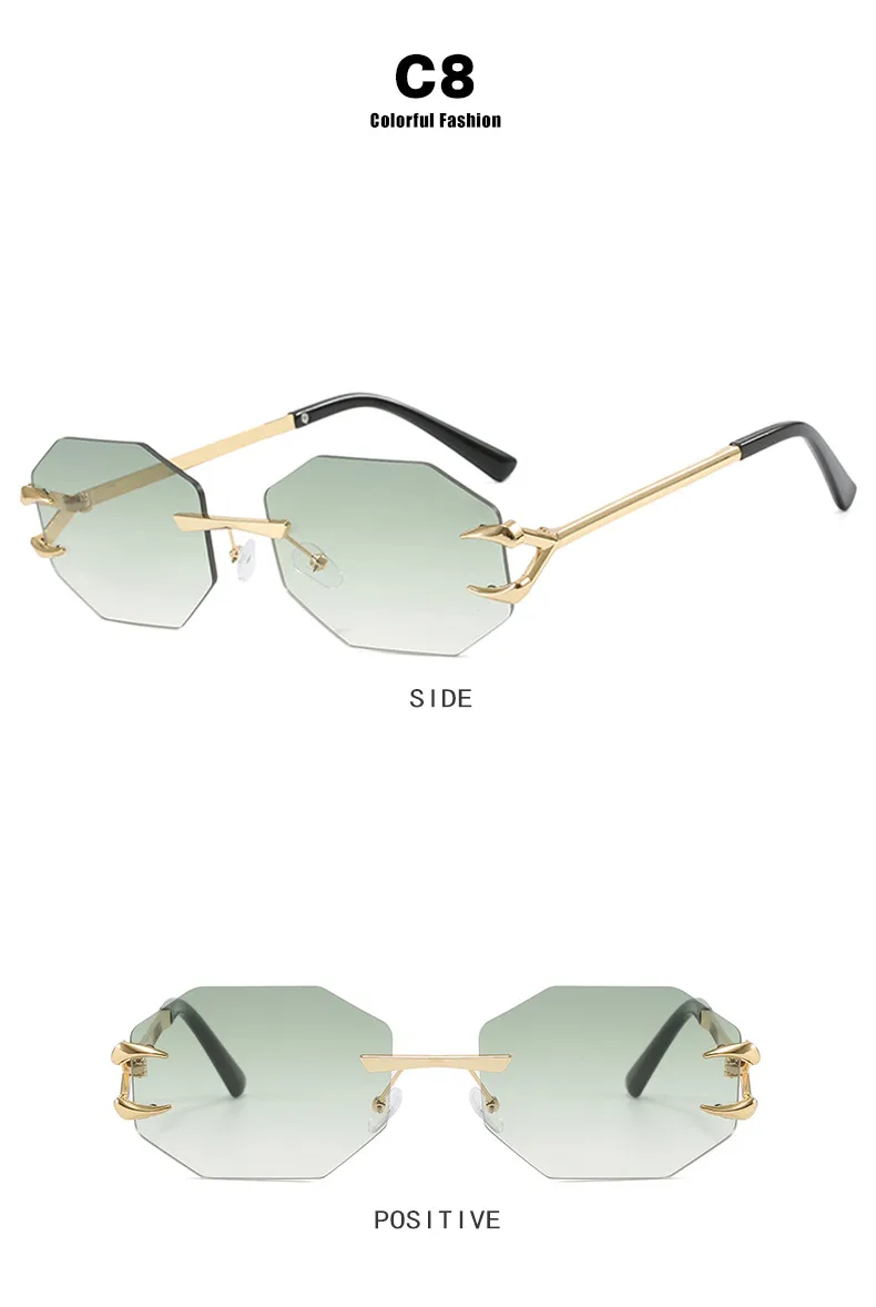 Devil's Claw Sunglasses Fashion Octagonal Frameless Sun-Resistant Sunglasses Fashion Eye Protection Ladies Travel And Streetwear display picture 16