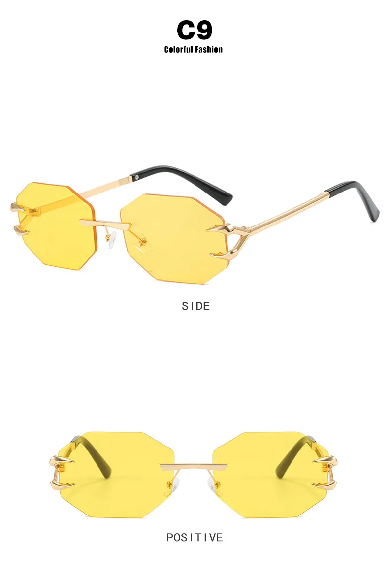 Devil's Claw Sunglasses Fashion Octagonal Frameless Sun-Resistant Sunglasses Fashion Eye Protection Ladies Travel And Streetwear display picture 17