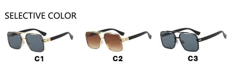 Square Frog Eye Sunglasses Punk Style Metal Frameless Fashion Driving Travel Glasses Gray And Gold PC Material Men Glasses display picture 2