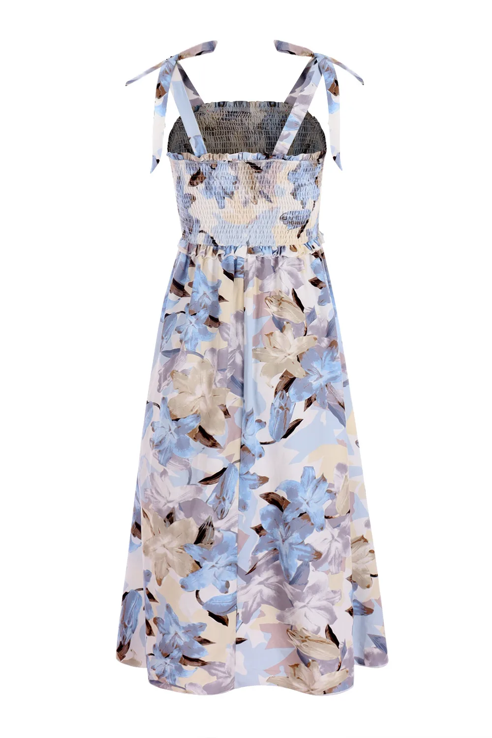 Flower Printing Slip Dress Summer Smocking Dress Leisure Vacation Travel Dress display picture 21