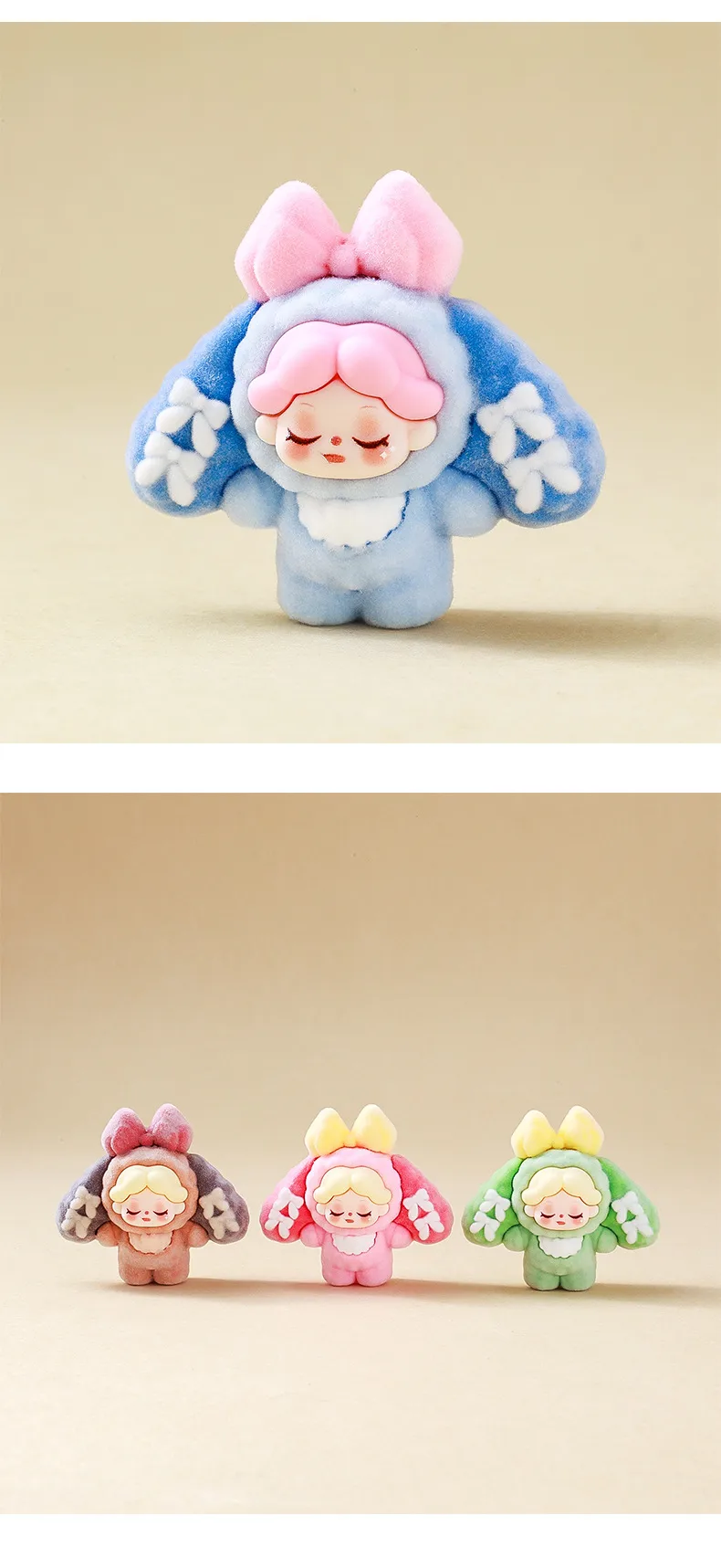Flocking Lop Eared Rabbit Wendi Meng Grain Doll Desktop Small Ornaments Little Creative Gifts Live Broadcast Match-up Blind Box Wholesale display picture 4