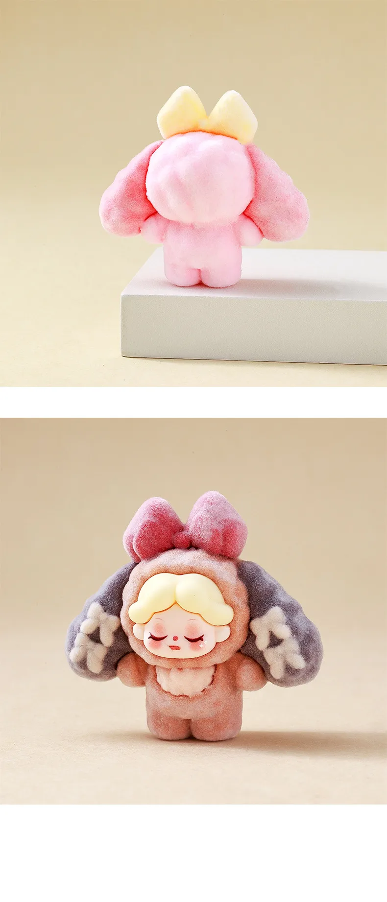 Flocking Lop Eared Rabbit Wendi Meng Grain Doll Desktop Small Ornaments Little Creative Gifts Live Broadcast Match-up Blind Box Wholesale display picture 5