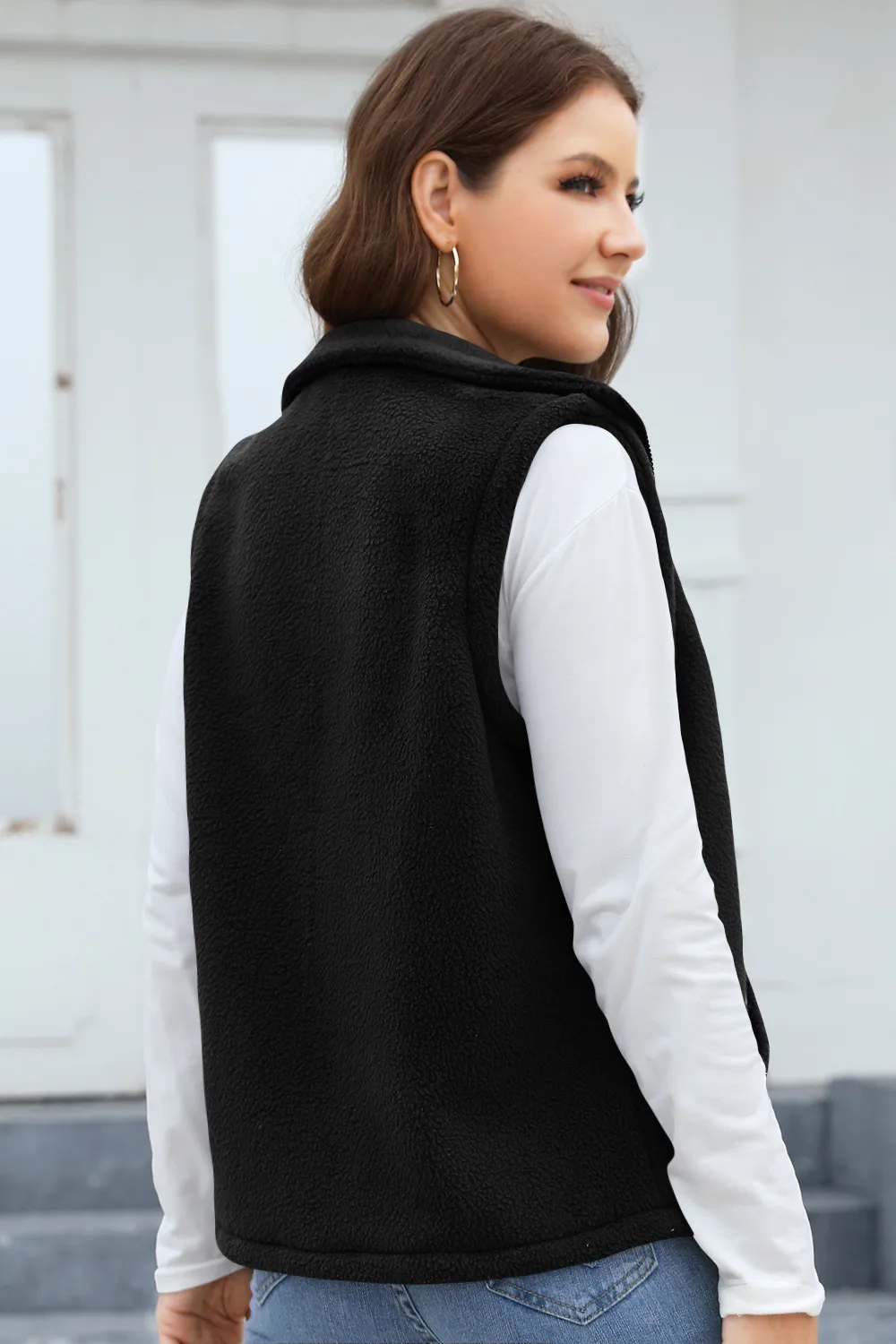 Women's Polar Fleece Zipper And Lapel Waistcoat display picture 5