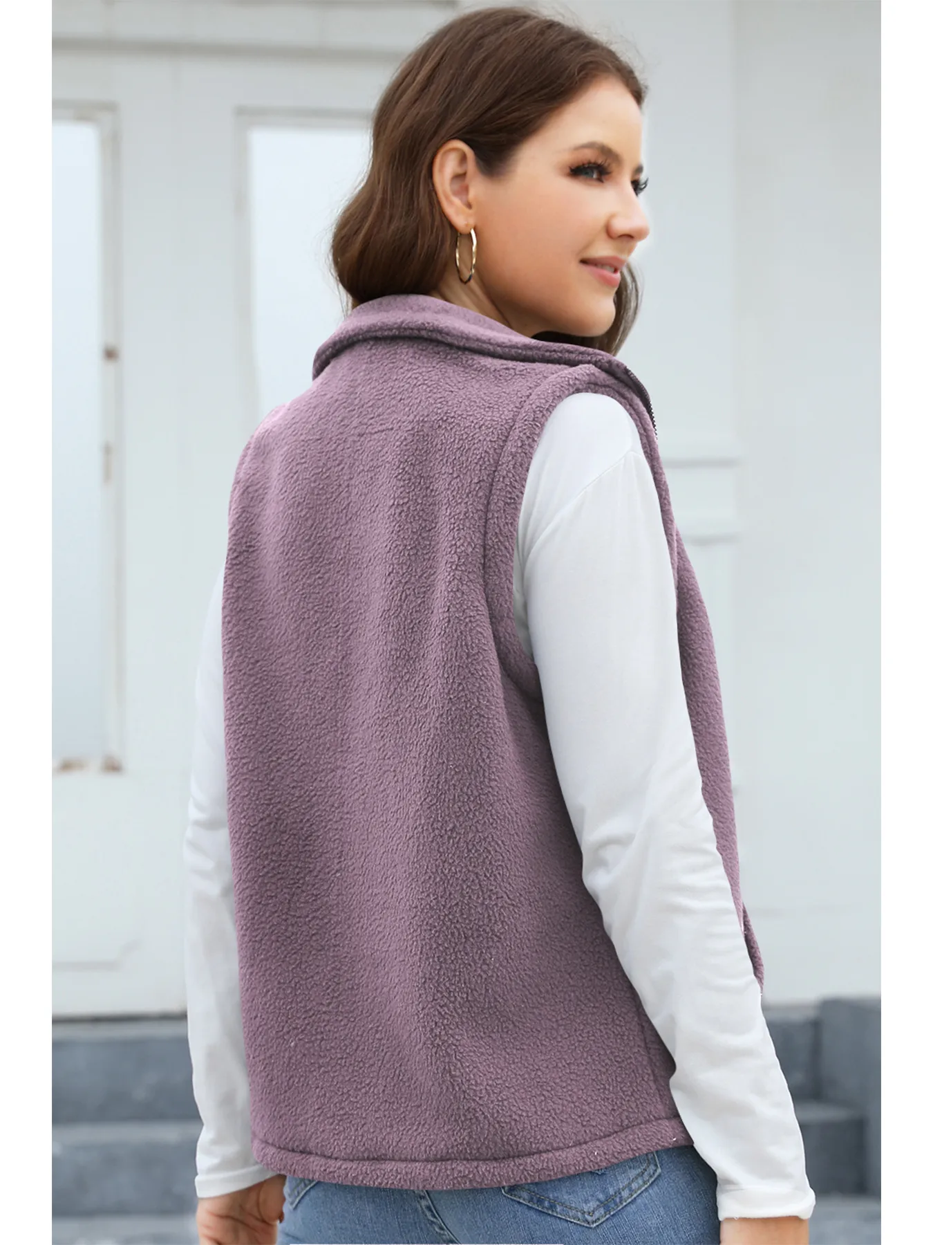 Women's Polar Fleece Zipper And Lapel Waistcoat display picture 23