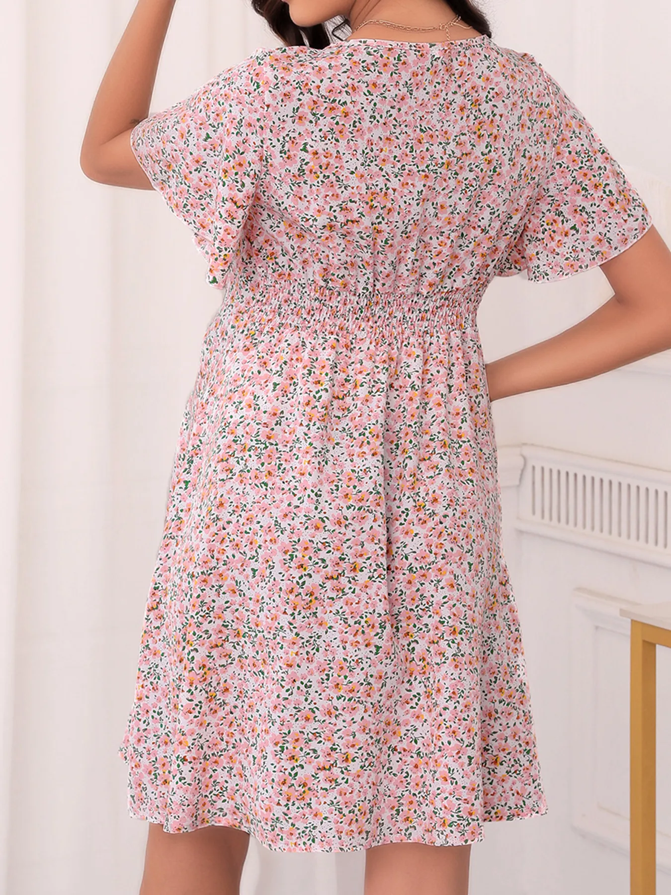 Maternity Clothes Summer New Chiffon Printed Ruffles Dress French Tea Dress Lace-up Skirt display picture 7