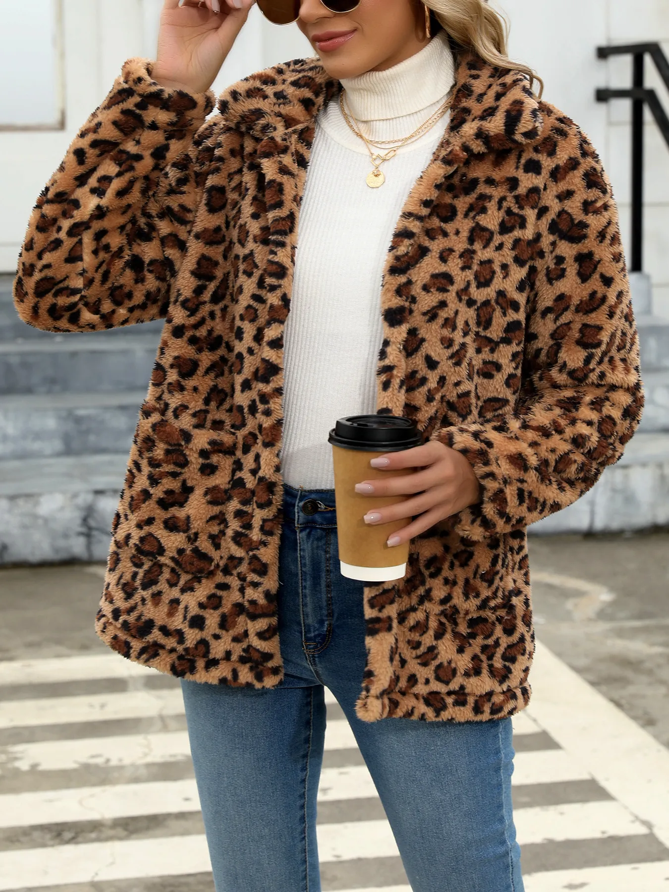 Style Women Plaid Plush Coat Patch Pocket Versatile Long Sleeve Winter Fashion Casual Jacket display picture 21