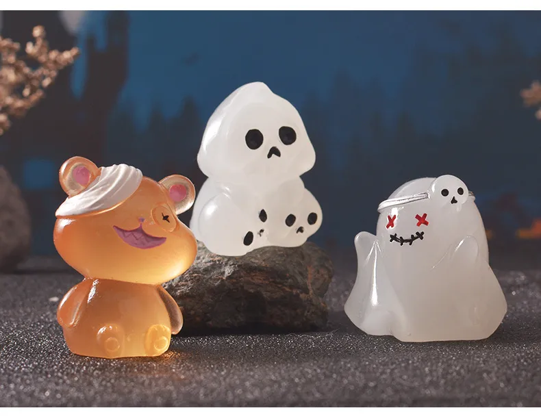 Halloween Luminous Ornaments Stone Tablet Pumpkin Micro Landscape Small Ornaments Car Central Control Decorative Luminous Ornaments display picture 1
