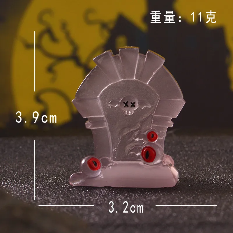 Halloween Luminous Ornaments Stone Tablet Pumpkin Micro Landscape Small Ornaments Car Central Control Decorative Luminous Ornaments display picture 2