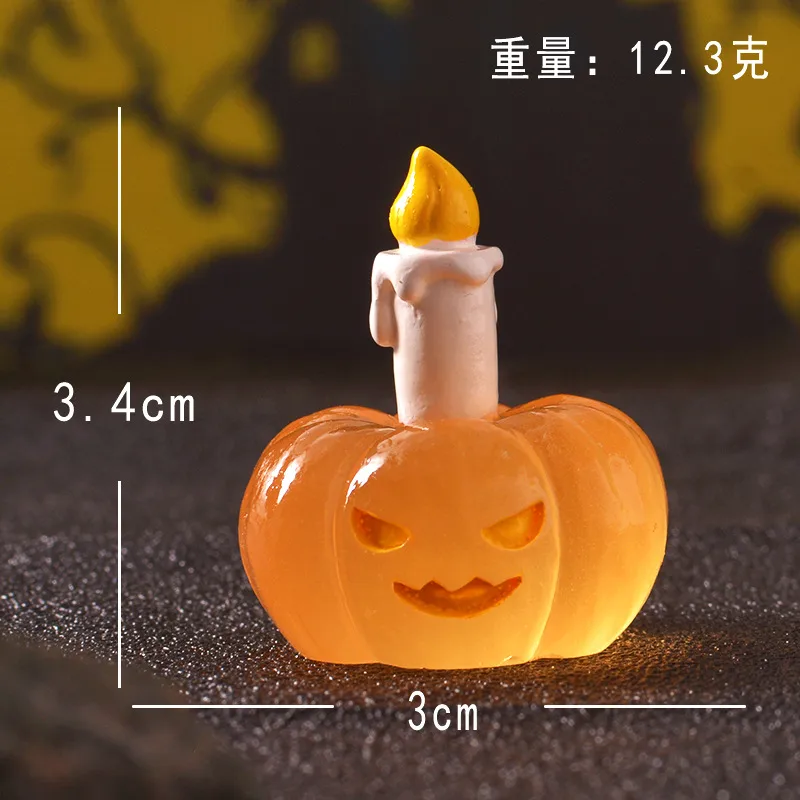 Halloween Luminous Ornaments Stone Tablet Pumpkin Micro Landscape Small Ornaments Car Central Control Decorative Luminous Ornaments display picture 3