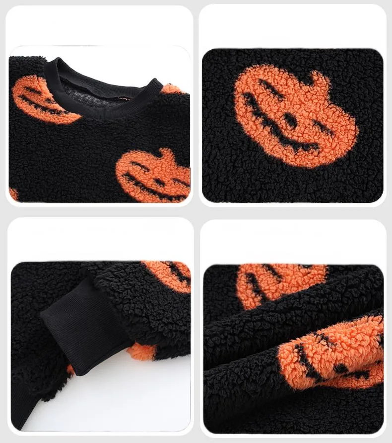 Flash Velvet    Women's Autumn And Winter New  Halloween Printed Plush Loose Pullover Sweatershirt display picture 5