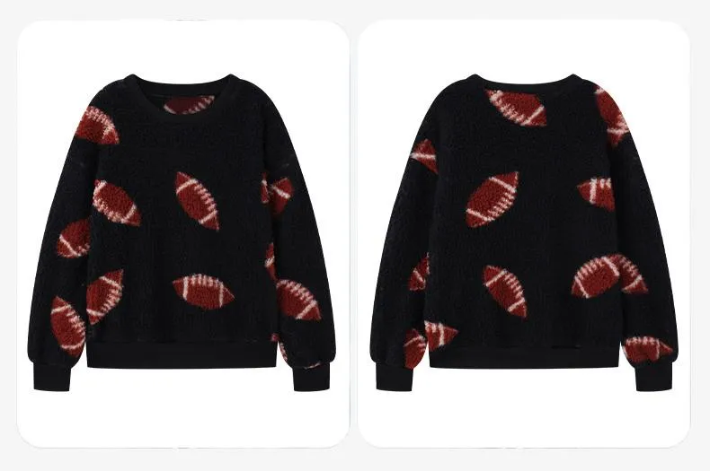 Flash Velvet    Women's Autumn And Winter New  Halloween Printed Plush Loose Pullover Sweatershirt display picture 8