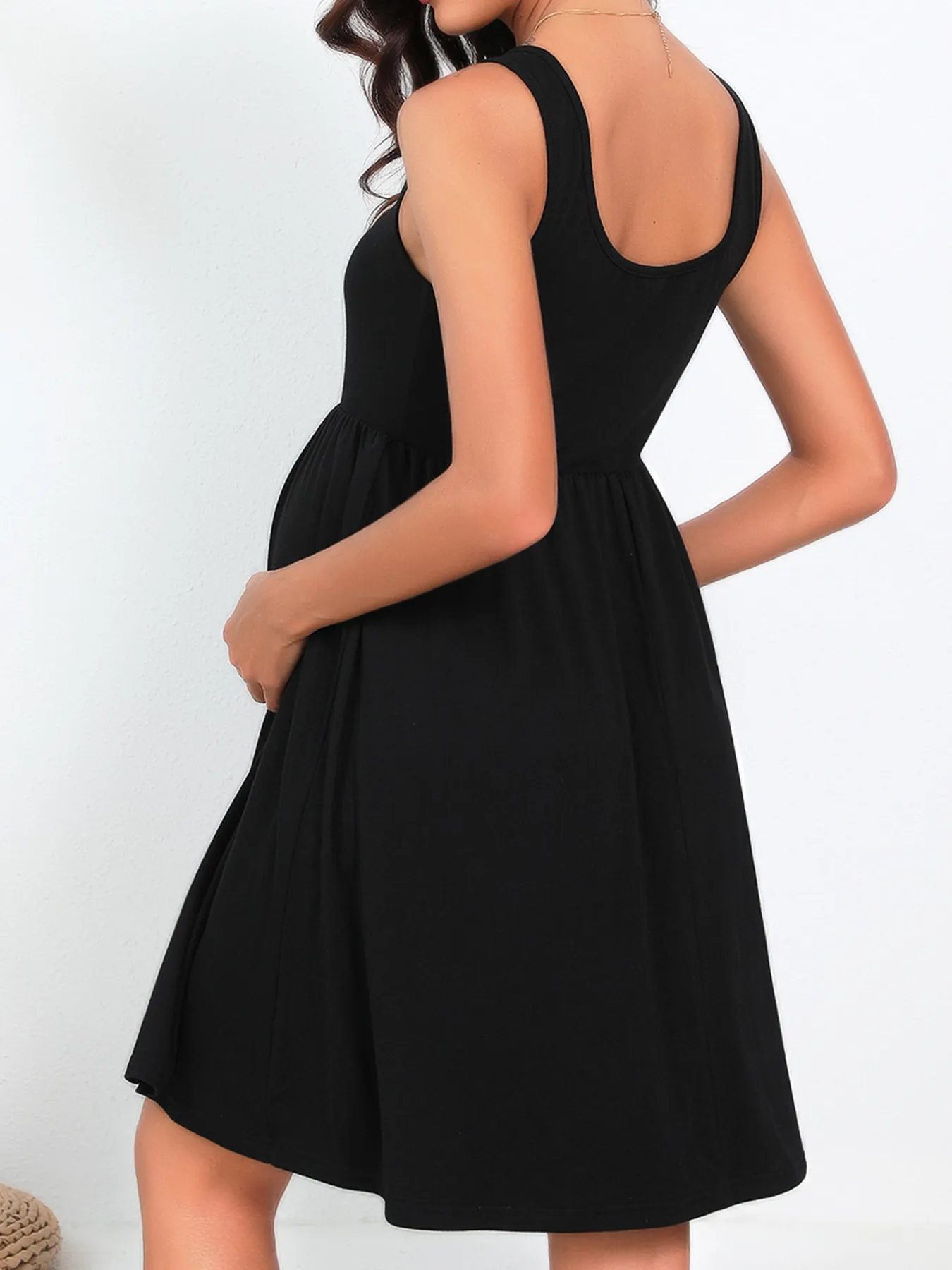 Spring And Summer New Maternity Clothes Solid Color Loose Double Pocket Fashion Sleeveless Button Vest Dress display picture 6