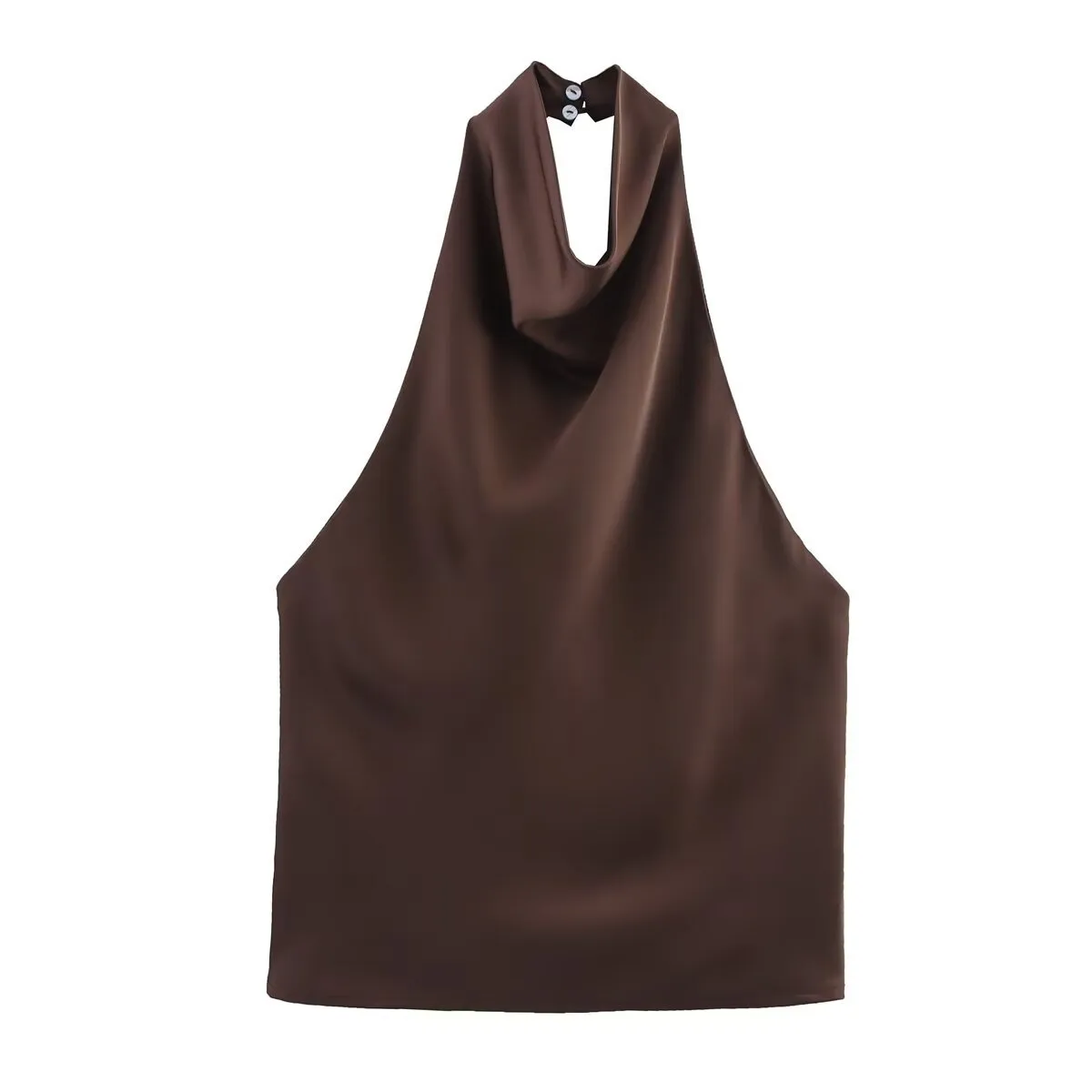 Women's Clothing Ins Internet Hot Silk Satin Texture Graceful And Fashionable Hanging Collar Top display picture 6