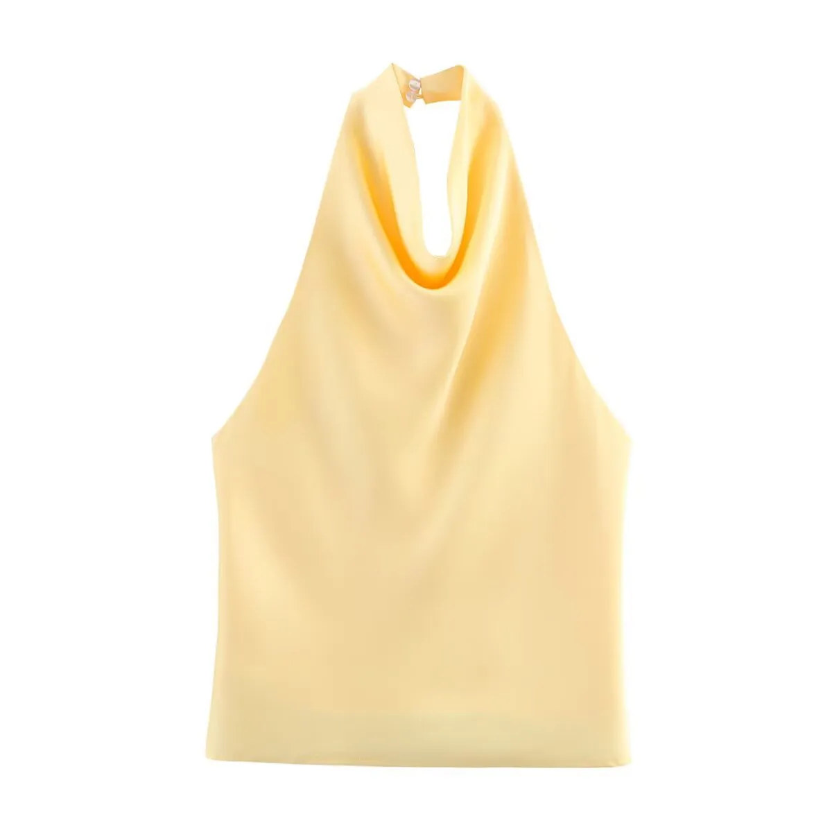 Women's Clothing Ins Internet Hot Silk Satin Texture Graceful And Fashionable Hanging Collar Top display picture 2