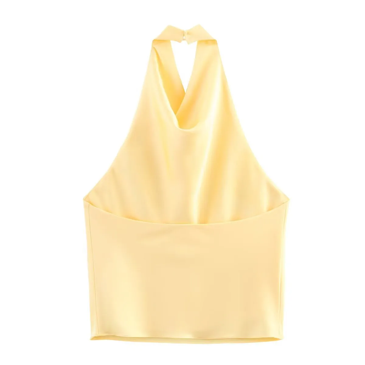 Women's Clothing Ins Internet Hot Silk Satin Texture Graceful And Fashionable Hanging Collar Top display picture 3