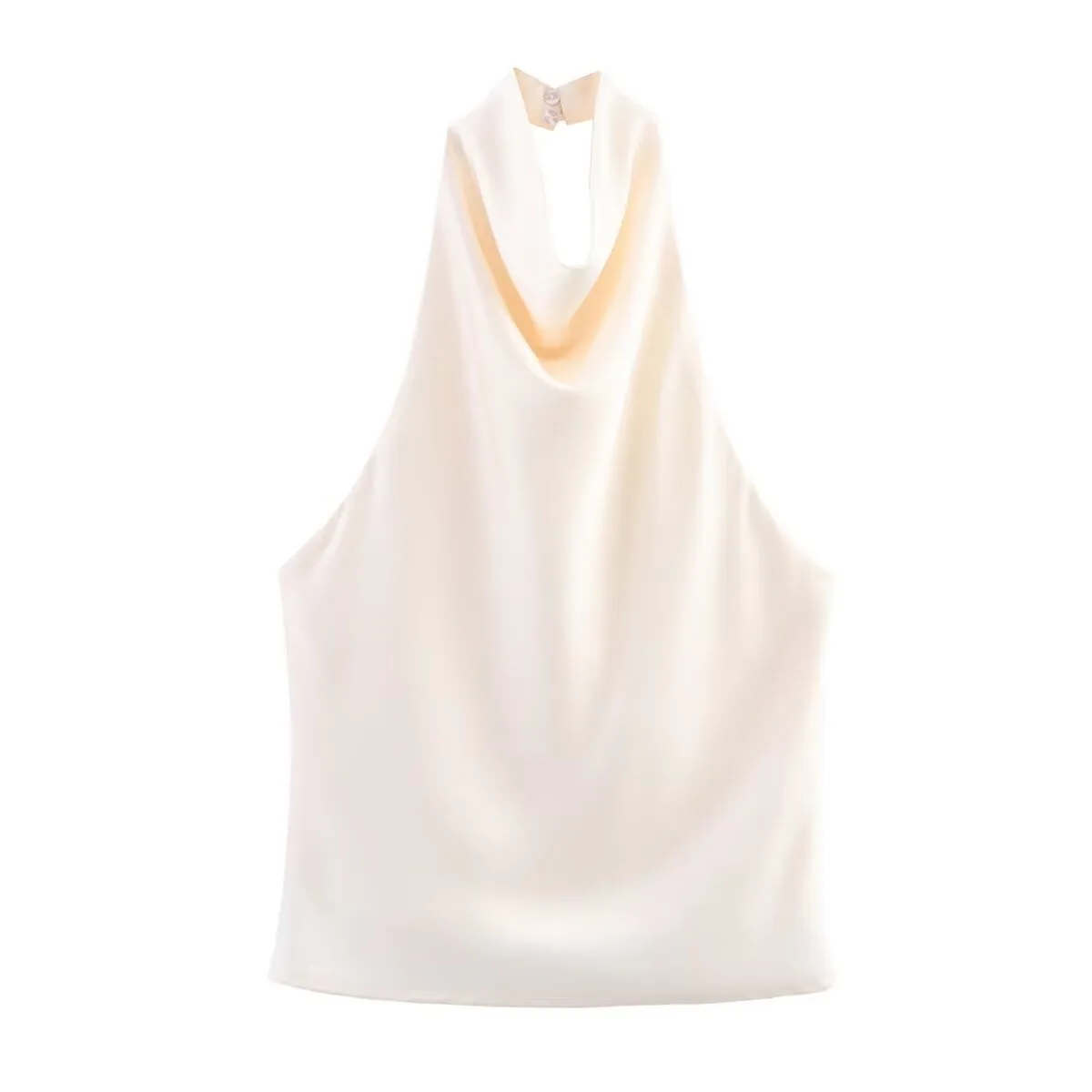 Women's Clothing Ins Internet Hot Silk Satin Texture Graceful And Fashionable Hanging Collar Top display picture 4