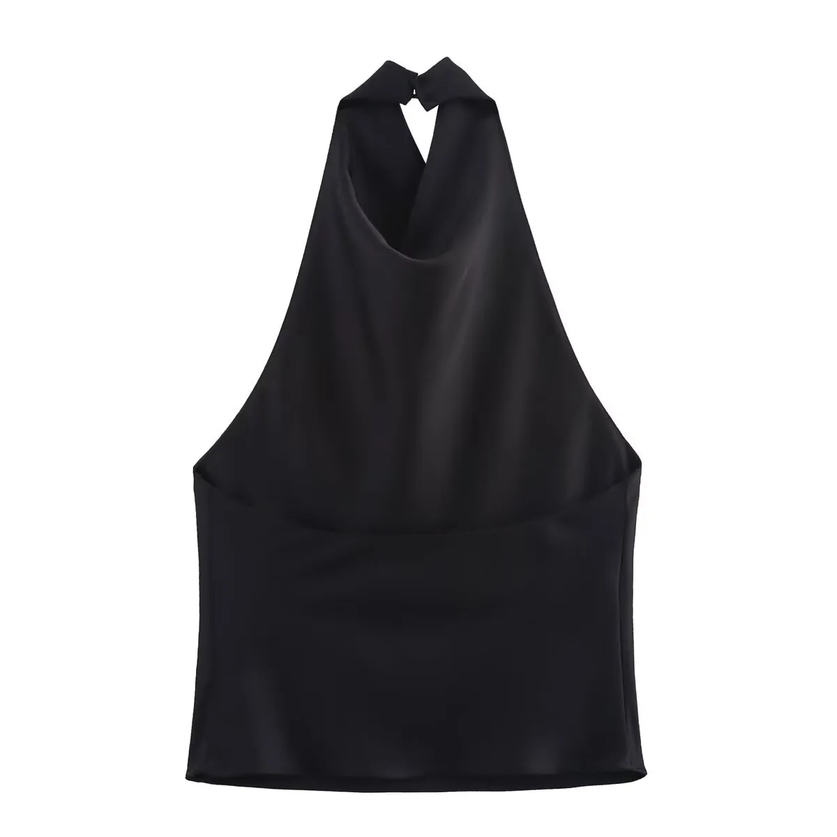 Women's Clothing Ins Internet Hot Silk Satin Texture Graceful And Fashionable Hanging Collar Top display picture 8