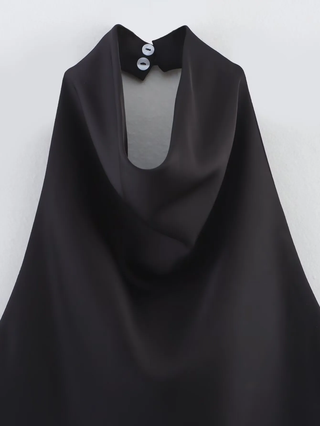 Women's Clothing Ins Internet Hot Silk Satin Texture Graceful And Fashionable Hanging Collar Top display picture 12