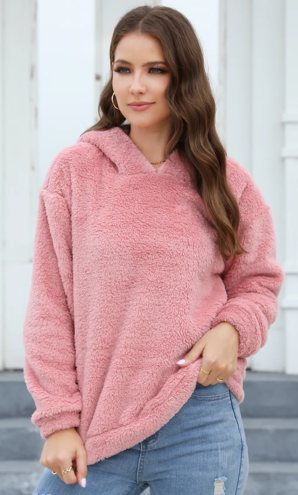 Women's Clothing Thickened Fleece Rabbit Ears Hooded Fleece Pullover display picture 4