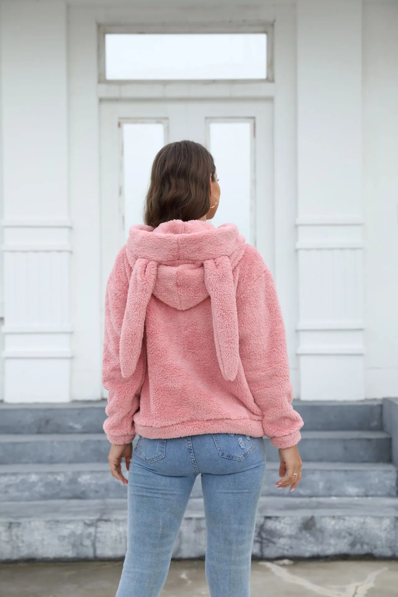 Women's Clothing Thickened Fleece Rabbit Ears Hooded Fleece Pullover display picture 9