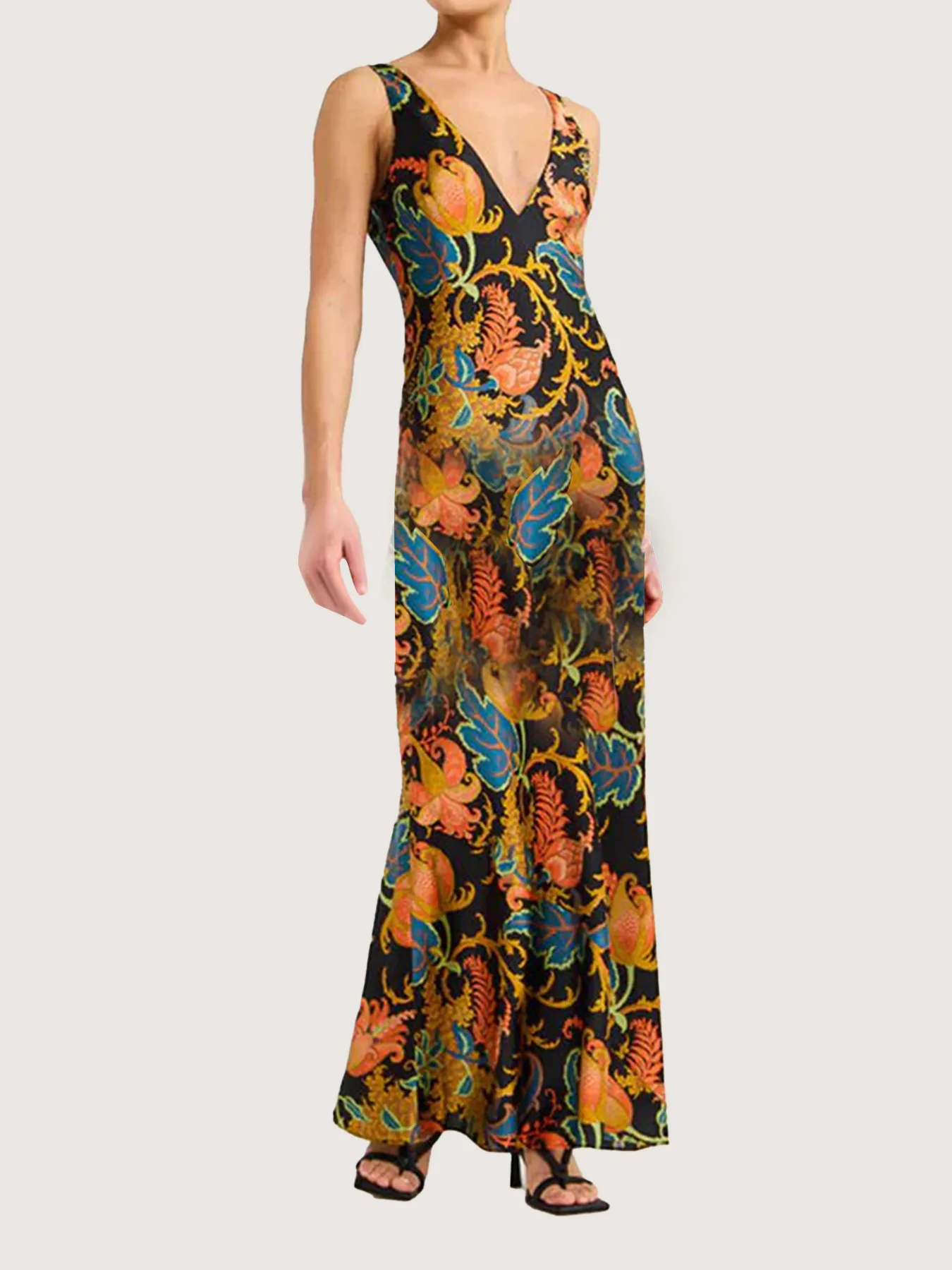 Hot Products Positioning Printing Backless Sleeveless Swing Long Dress display picture 6
