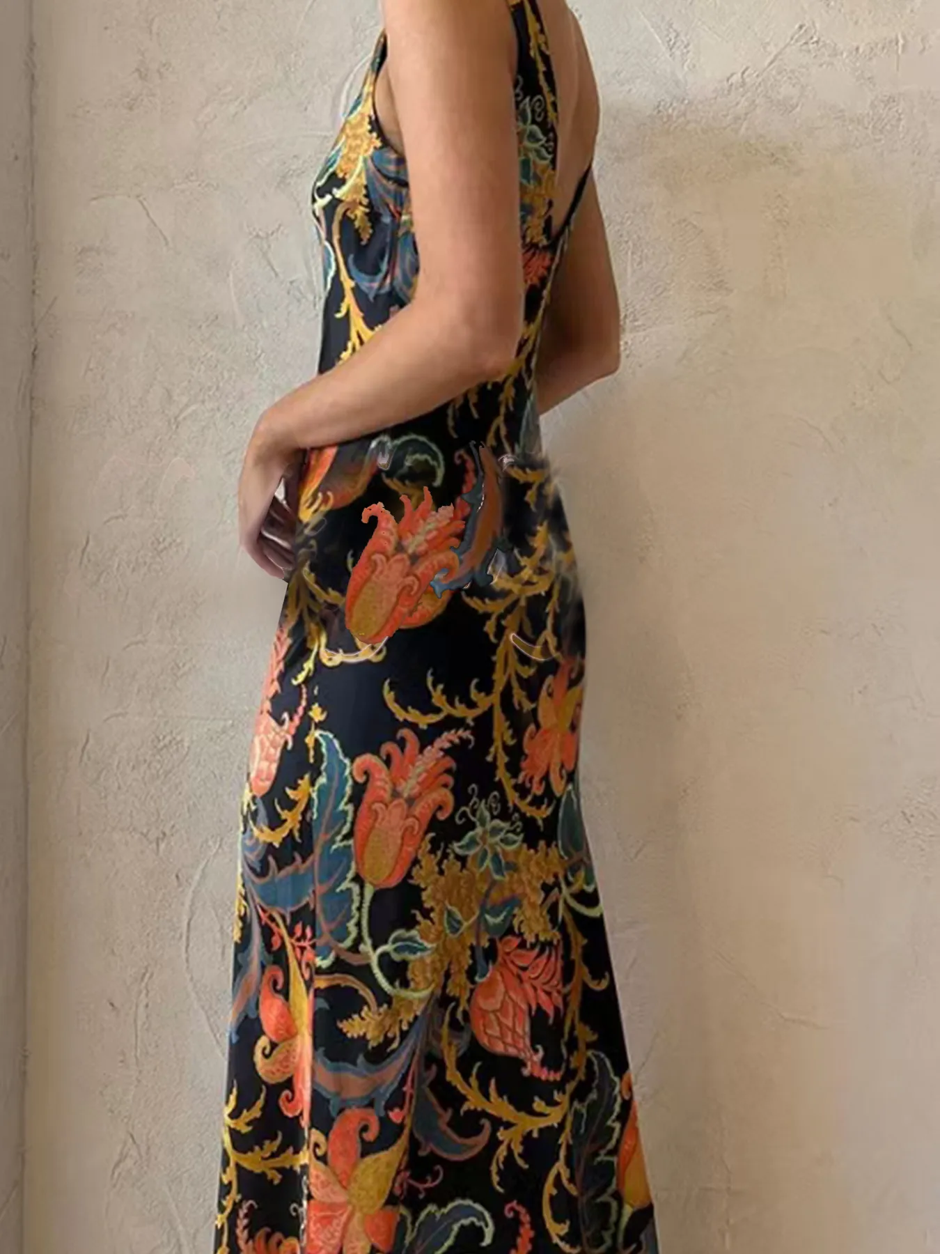 Hot Products Positioning Printing Backless Sleeveless Swing Long Dress display picture 7