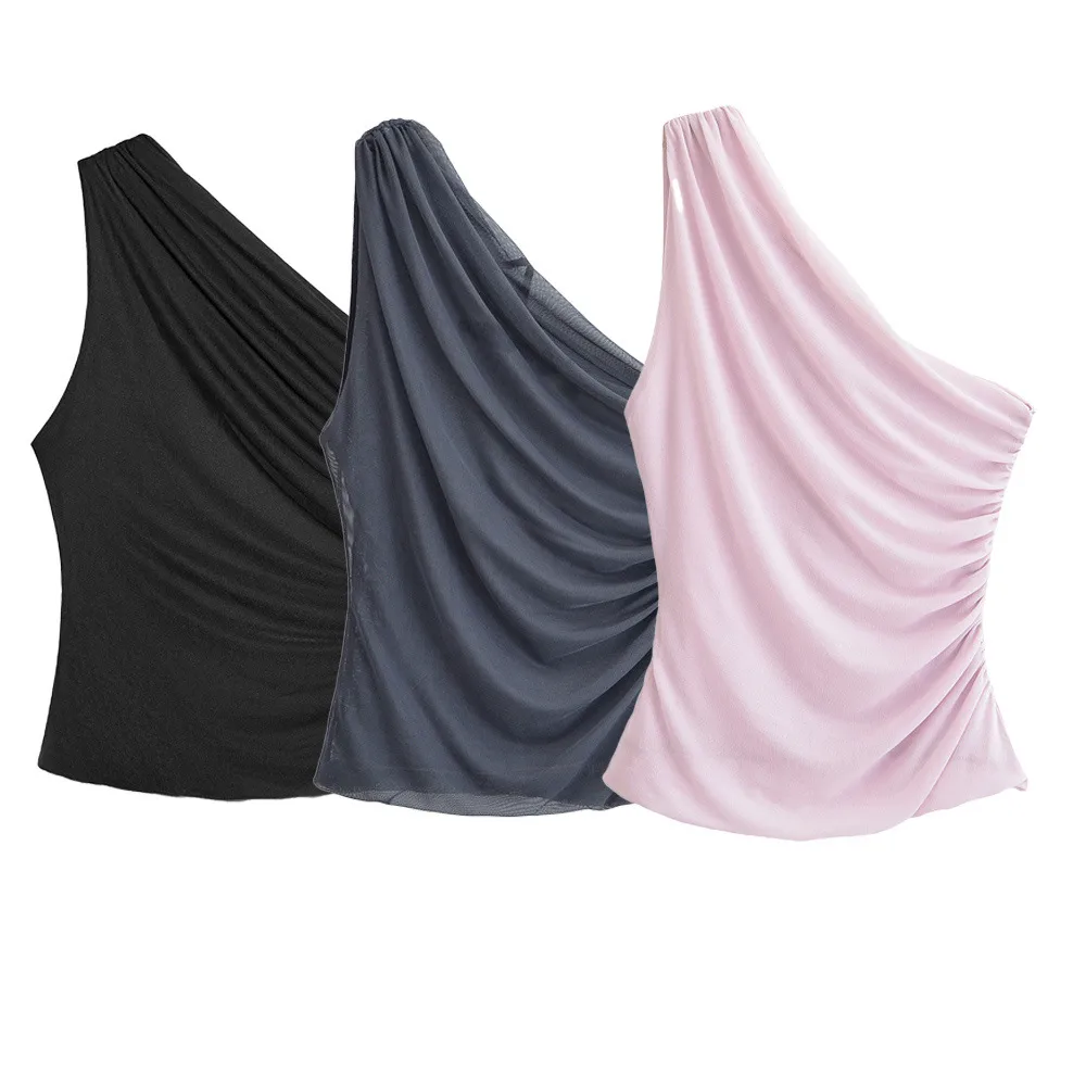 Women's Clothing Ins Internet Hot Pleated Asymmetric Top display picture 1