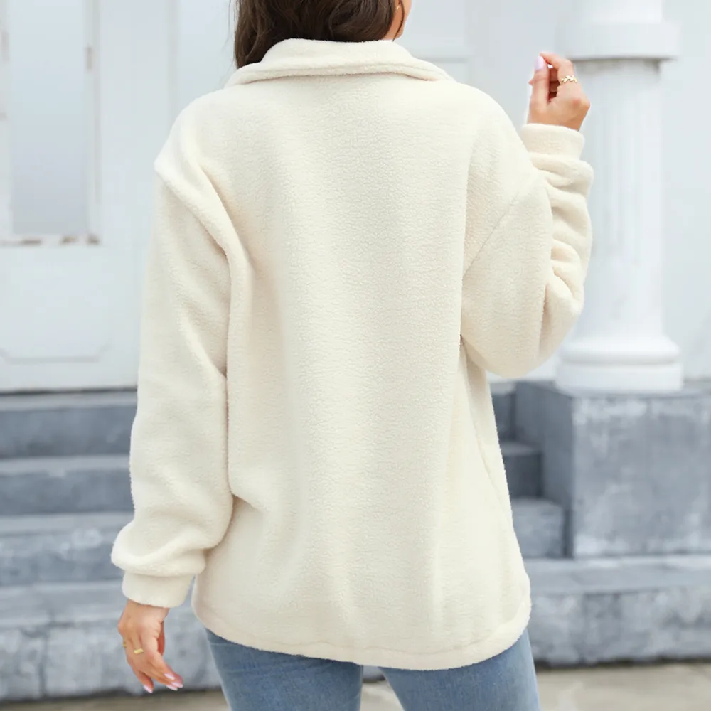 Women's Plush Casual Top Half Zipper Pullover Long Sleeve Sweatshirt Sweatshirt display picture 6