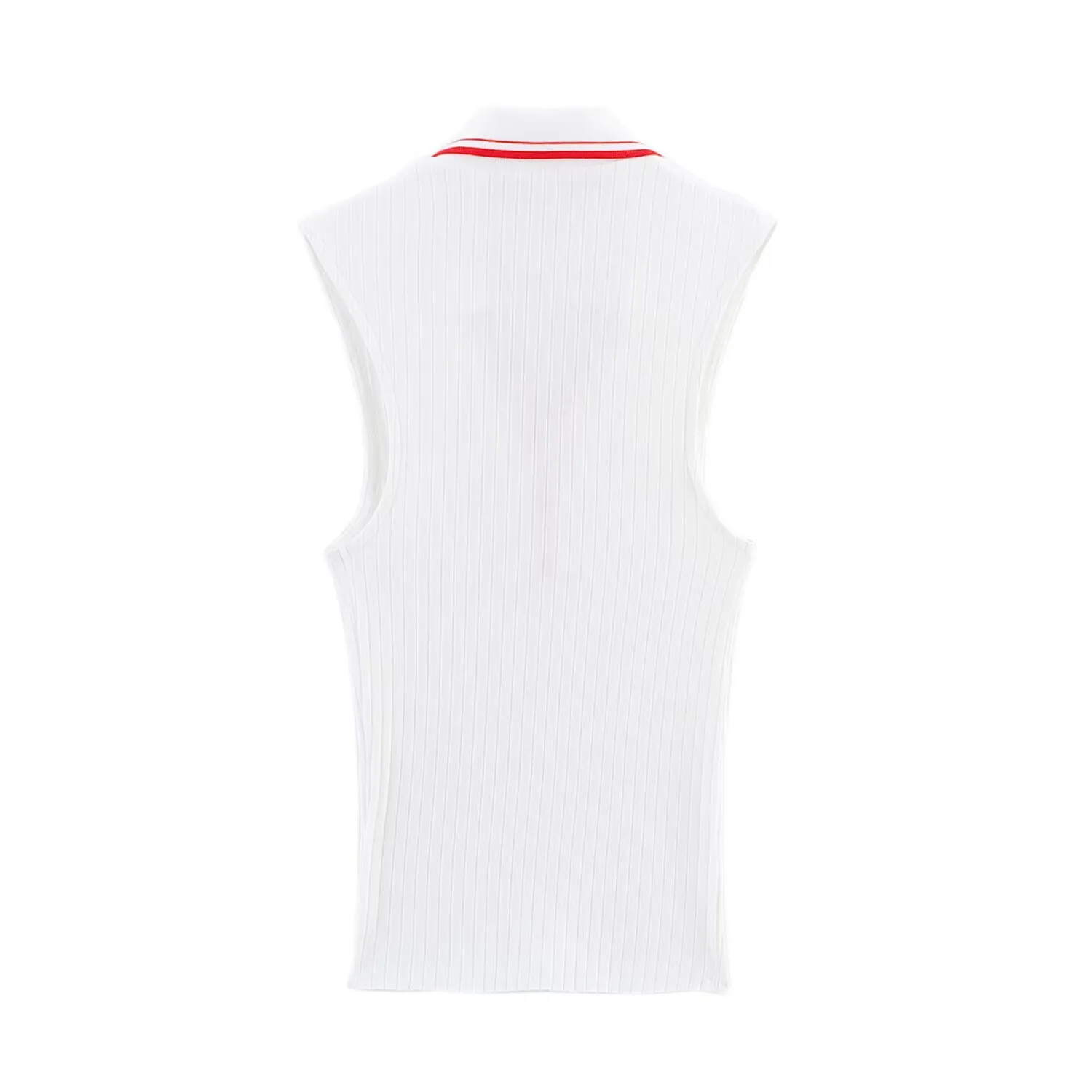 Women's Clothing Ins Internet Hot Fashion All-Match Rib Sleeveless Polo Collar Knitted Vest Top display picture 5
