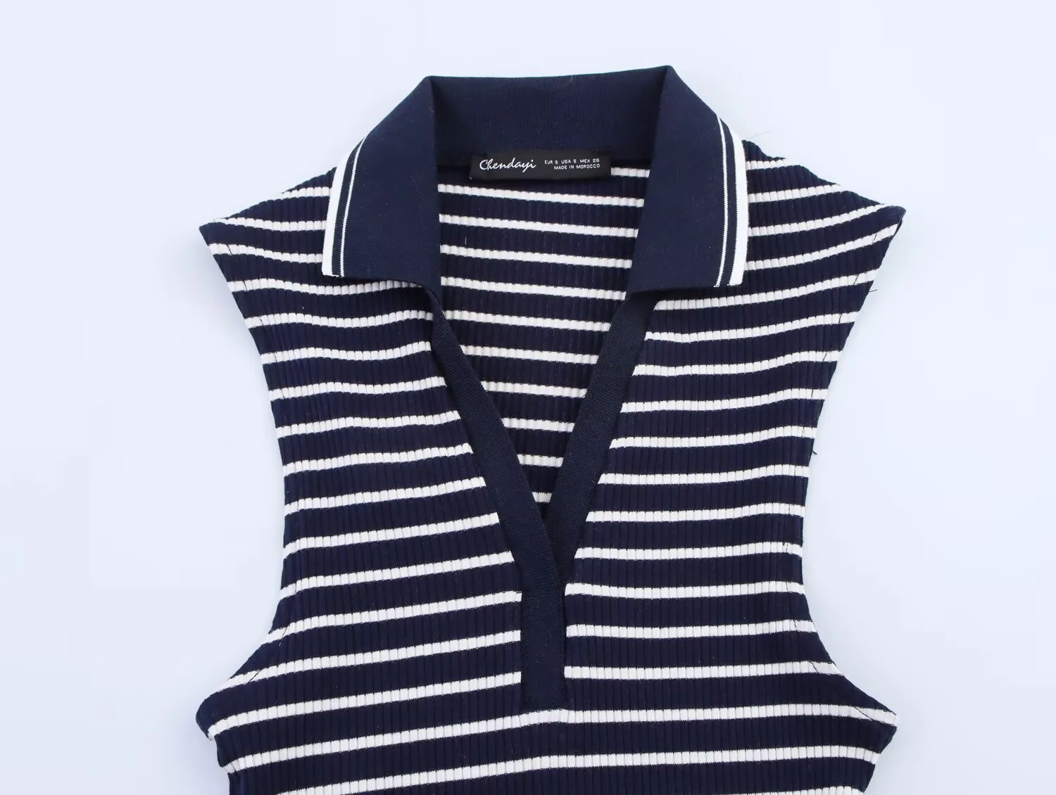 Women's Clothing Ins Internet Hot Fashion All-Match Rib Sleeveless Polo Collar Knitted Vest Top display picture 8